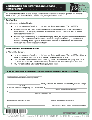 Teachers Retirement System of Georgia Authorization Form