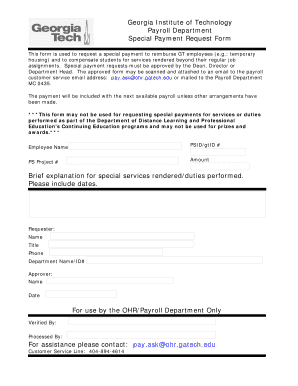 Georgia Tech Special Payment Request Form
