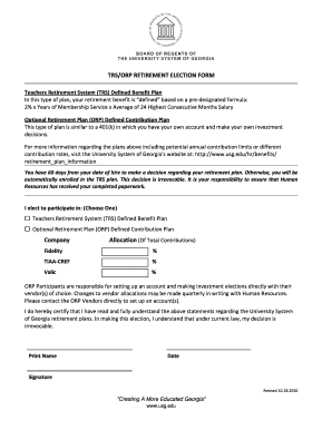 Georgia Retirement Election Form