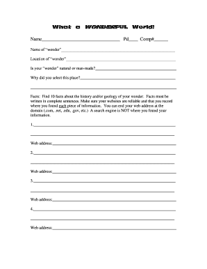 Wonder Research Assignment