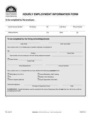 Hourly Employment Information Form