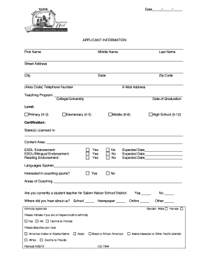 Teacher Application Form