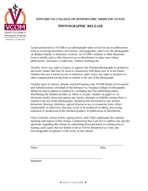 VCOM Photographic Release Form