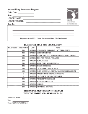 National Drug Awareness Program Order Form
