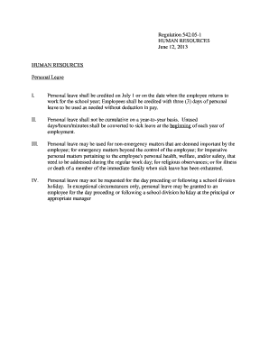 Prince William County Personal Leave Application