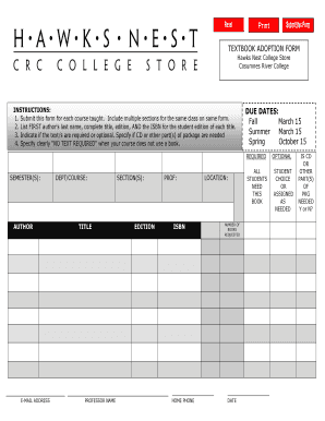 Textbook Adoption Form