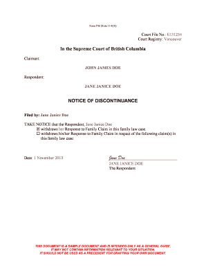 Notice of Discontinuance