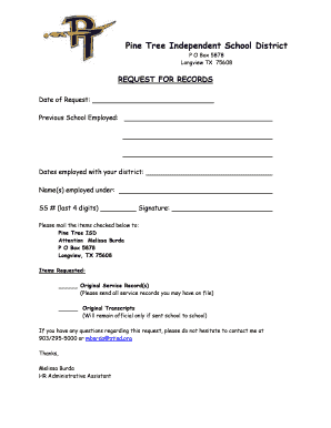 Texas Teacher Service Record Request Form
