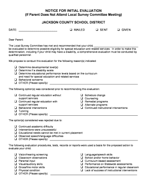 Notice for Initial Evaluation