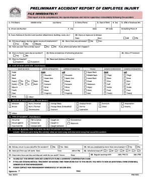 Preliminary Accident Report of Employee Injury