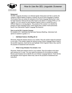 SEL Linguistic Screener