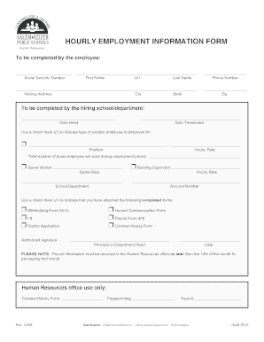 Hourly Employment Information Form