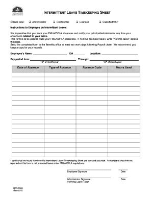 Intermittent Leave Timekeeping Sheet