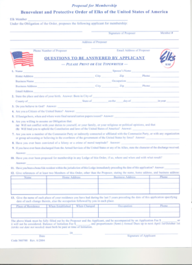 Elks Membership Application Form