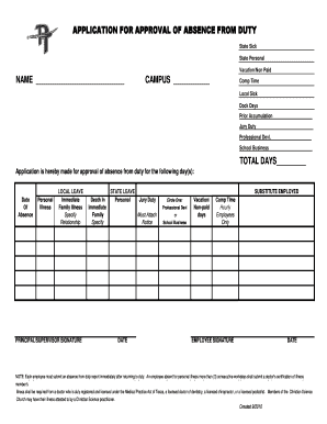 Application for Absence from Duty