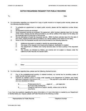Los Angeles Public Records Request Notice