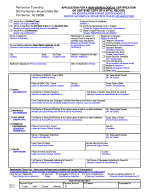 New Jersey Non-Genealogical Vital Record Application