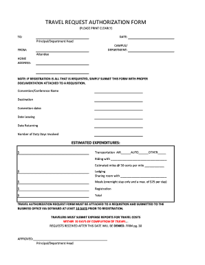 Travel Request Authorization Form