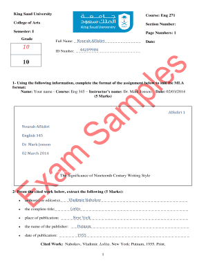 King Saud University Course Assignment Form