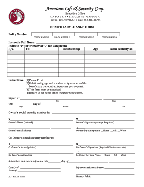 Beneficiary Change Form