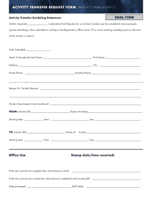 Activity Transfer Request Form