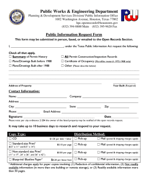 Texas Public Information Request Form