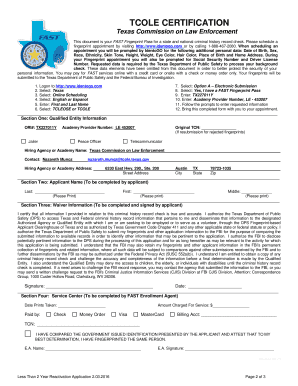 Texas County Corrections and Telecommunicators Reactivation Application