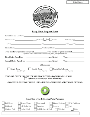 Party Place Request Form - bartlettparks