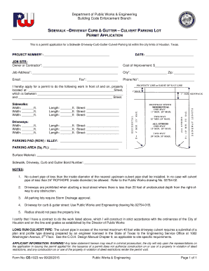 Houston Sidewalk-Driveway Permit Application