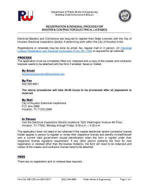 City of Houston Electrical License Registration Form