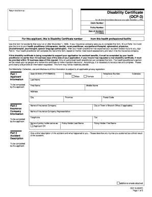 Disability Certificate OCF-3