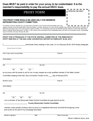 California Democratic Party Proxy Form