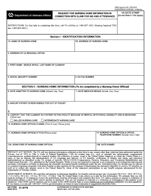 VA Form 21-0779 Nursing Home Information Request