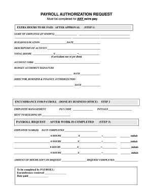 Payroll Authorization Request Form