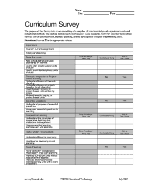 Curriculum Survey Form