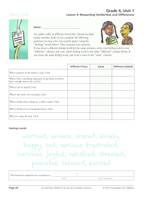 Respecting Similarities and Differences Homework