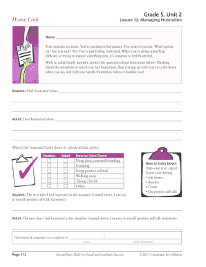 Managing Frustration Homework