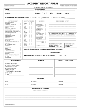 School Accident Report Form