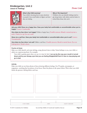 Feelings Home Link Activity