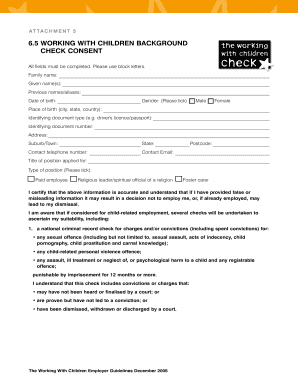 Working With Children Background Check Consent