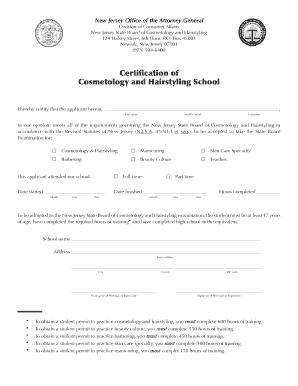 New Jersey Cosmetology School Certification