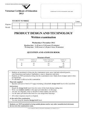 Victorian Certificate of Education Product Design Exam