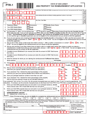 New Jersey Property Tax Reimbursement Application