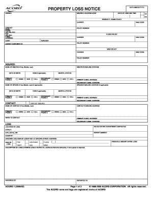Property Loss Notice Form