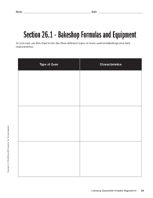 Bakeshop Study Guide Form