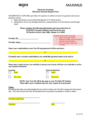MAXIMUS Electronic Invoicing Form