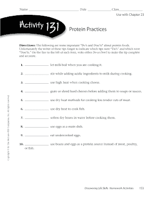 Protein Practices Activity