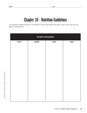 Nutrition Guidelines Graphic Organizer