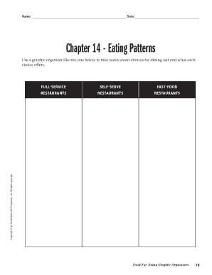 Dining Out Choices Graphic Organizer