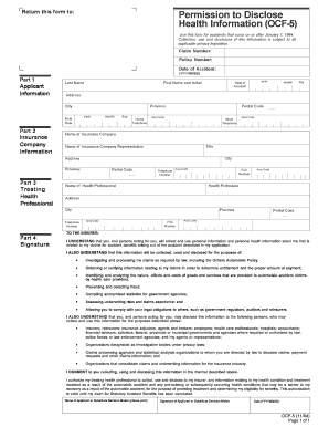 Permission to Disclose Health Information (OCF-5)